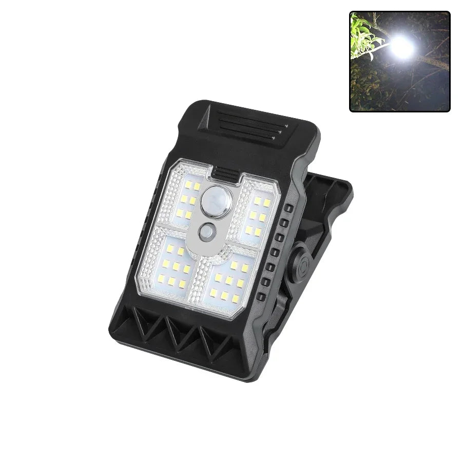 lampe solaire clip noir moderne détecteur mouvement modes sécurité extérieure led ip65 étanche abs