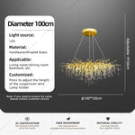 lustre suspendu moderne or cristal transparent branché lumière neutre 4000k chambre salon