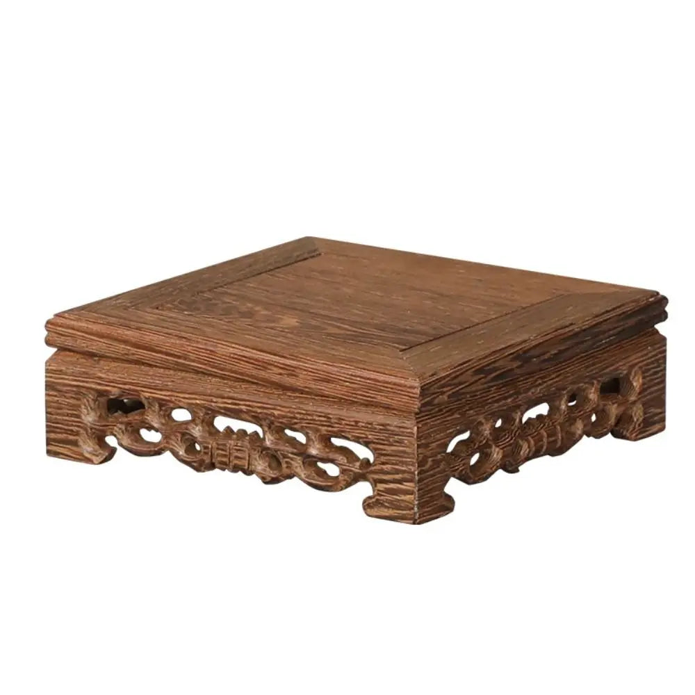 support bois naturel marron foncé traditionnel artisanal objets decoratifs grille tailles 8cm 10cm 12cm