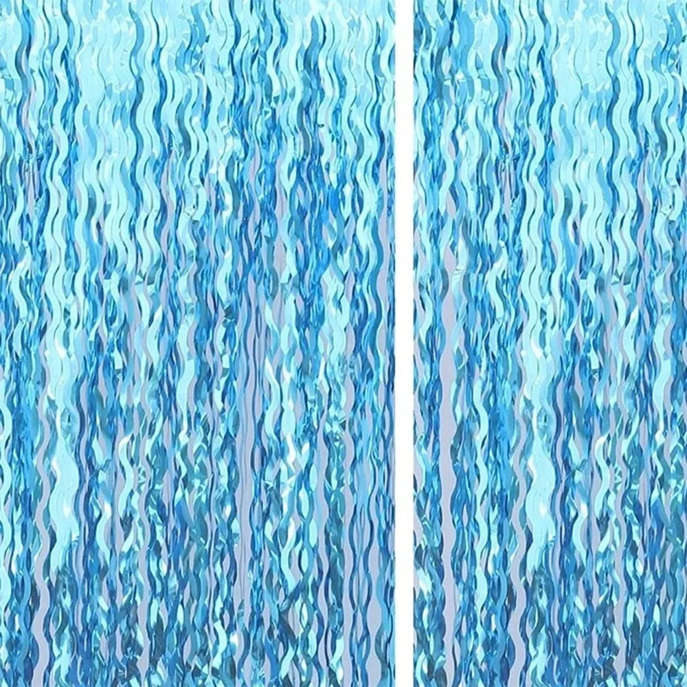 rideau moderne bleu ondulé adhésif double face 100cm 200cm événements