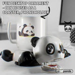 dessous verre panda blanc noir tasse smartphone isolation ludique moderne