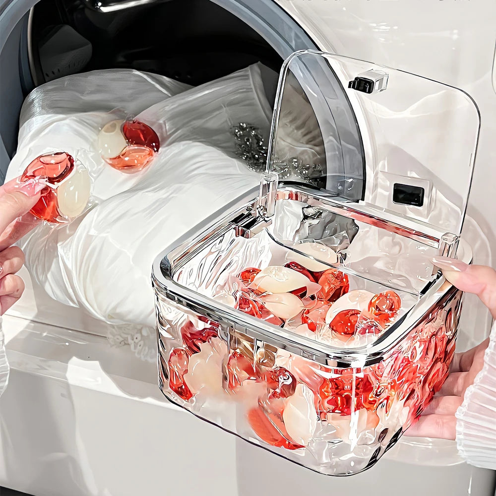 boîte rangement transparente moderne pliable respectueuse environnement serviettes produits nettoyage hygiénique poignéeversible