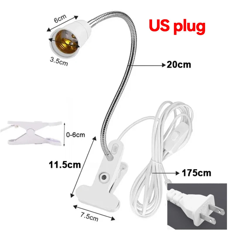 lampe clipable moderne flexible 360 degrés blanc argenté interrupteur plante domestique