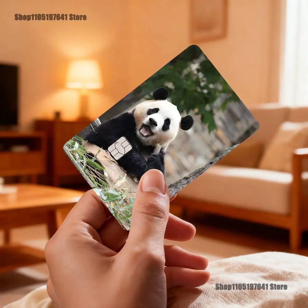 cartes postales panda illustration mignonne verte blanche noire bébé panda bambou fleurs textes pandas