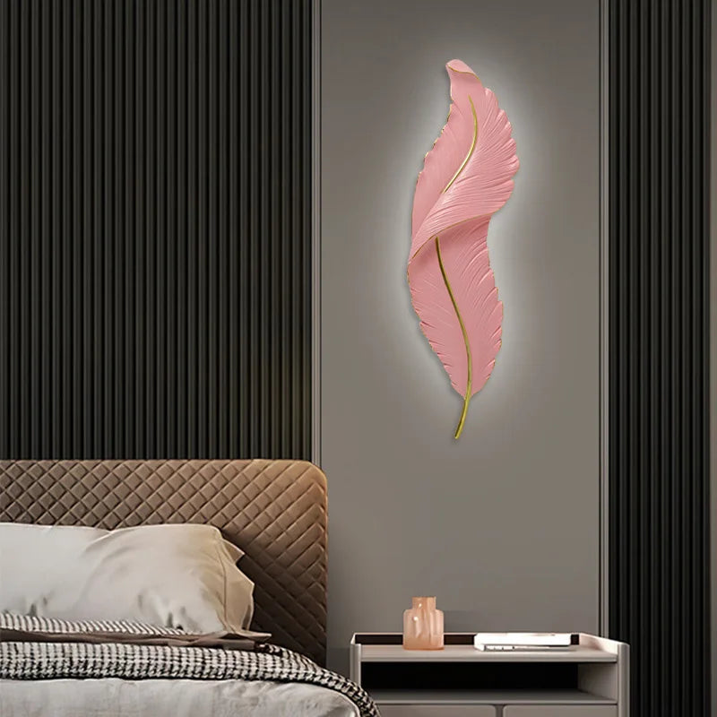lampe murale moderne plume bleu clair industriel éclairage ambiance chambre entrée étude salle bain
