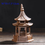 décorations intérieures pagode miniature céramique marron noir feng shui traditionnel oriental architectural details