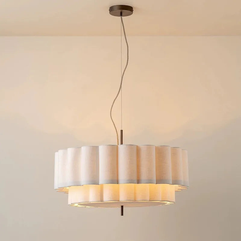 lampe suspendue tissu blanc rayures horizontales moderne pince lampe flux lumineux 249 2000 tension