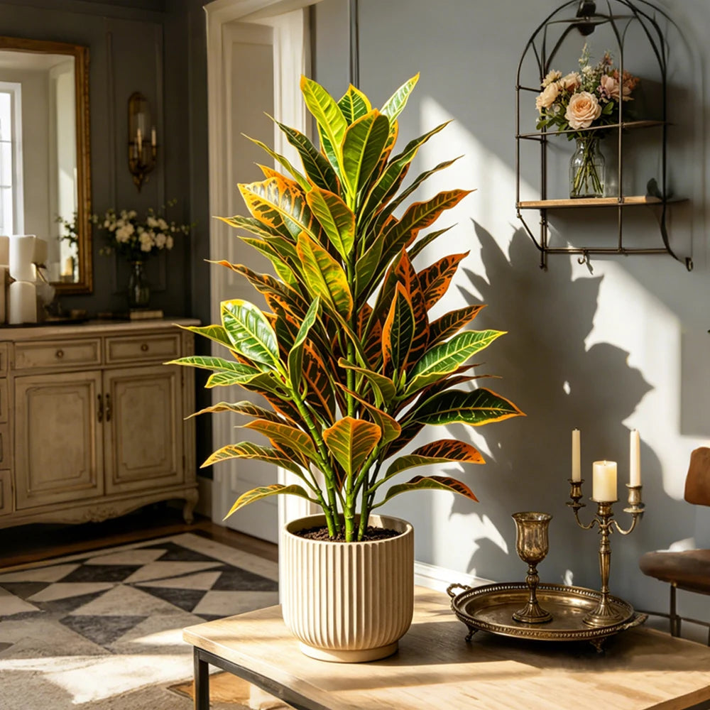 Décoration intérieur plante artificielle arbres feuilles vertes pots différents configurations
