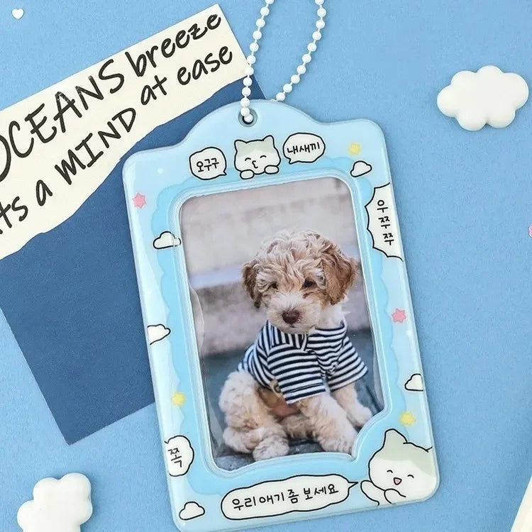 porte cartes argenté rose étoiles visages mignons kawaii textes chaines photos étui