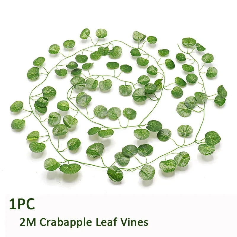 guirlande végétale artificielle feuilles rondes vert moderne 72 feuilles longueur 200cm extérieur