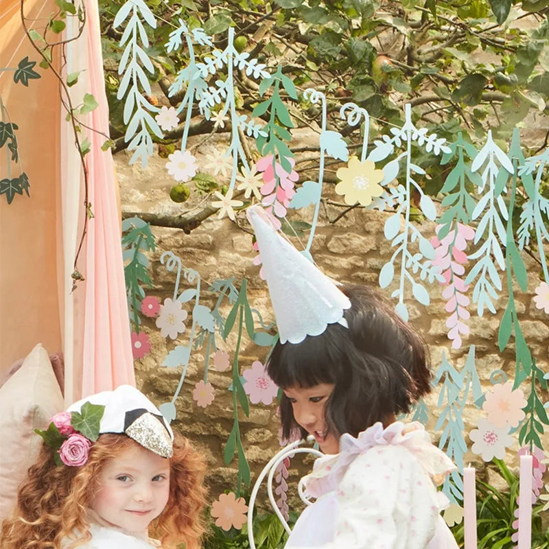 Bannière mariage feuilles vertes fleurs