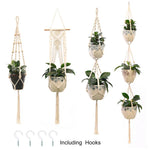 support plante suspendu macramé boho artisanal blanc beige orange tissé oeilletsextérieur exposition arbres