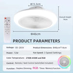 ventilateur led éclairage blanc moderne télécommande gradation couleurs timer contemporain