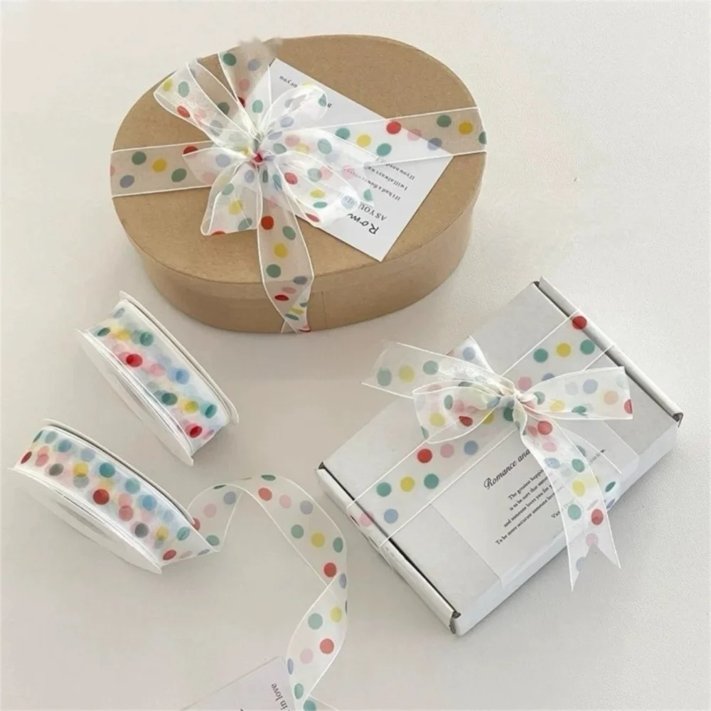 ruban d'emballage coloré pois nœud papillon boîtes cadeaux polyester semi transparent minimaliste kawaii