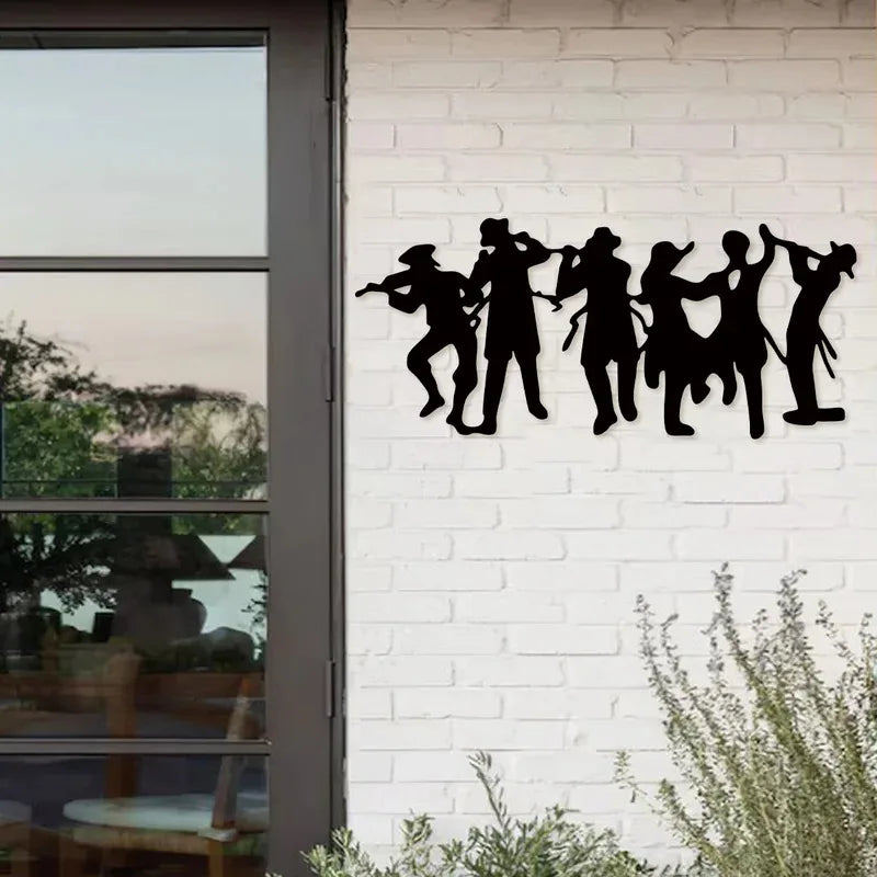 silhouettes musiciens noir métal moderne sticker 3d porte mur décoration intérieure extérieure cadeau pendaison