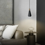lampe suspendue moderne conique noire dorée ampoule gu10 câble noir étude chambre coucher