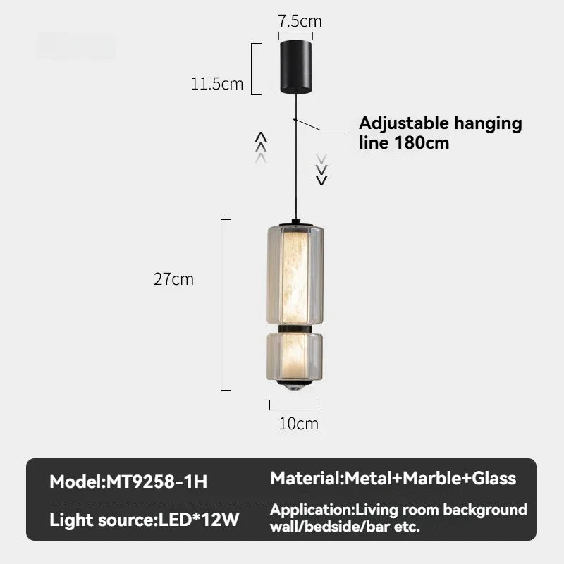 lampe suspendue transparente marbrée moderne salon restaurant chambre principal led dorée