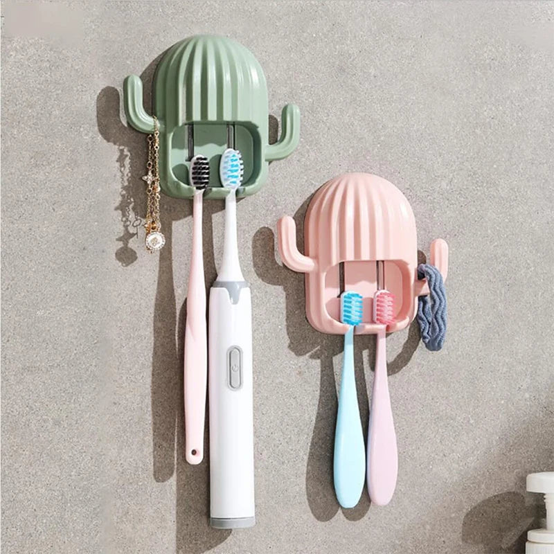porte brosses dents moderne adhésif cactus vert rose bleu chambre salle bain