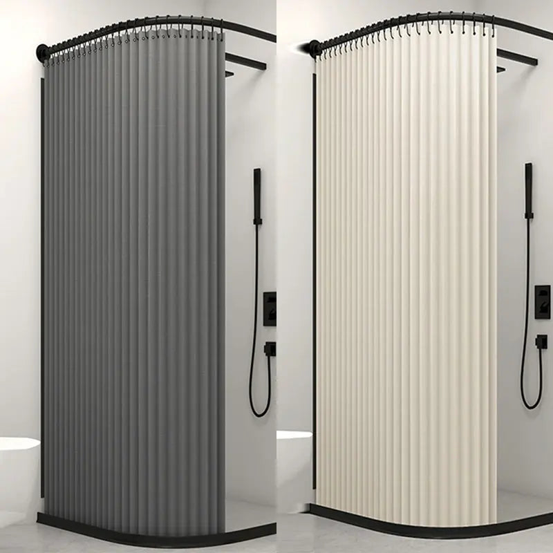 cabine douche pliante rideau polyester tufté beige gris bleu marine rayures verticales moderne tringle
