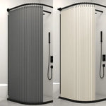 cabine douche pliante rideau polyester tufté beige gris bleu marine rayures verticales moderne tringle