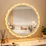 Miroir de maquillage sur pied rond ondulé noir