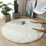 tapis rond uni fourré moderne blanc vert marron beige antidérapant intérieur salon chambrehôtel