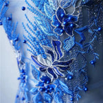 appliques textile brodées fleurs semi transparentes or rose bleu rouge élégantes DIY
