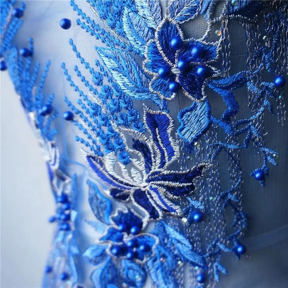appliques textile brodées fleurs semi transparentes or rose bleu rouge élégantes DIY