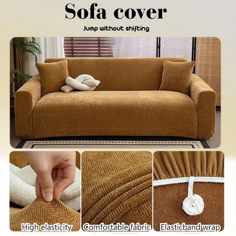 housse canapé marron clair texture lin moderne elastiques machine wash seater sofa cover