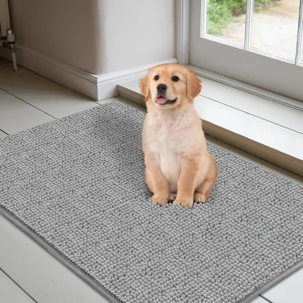 tapis absorbant bouclé gris moderne antidérapant intérieur chat chiens entrée salon