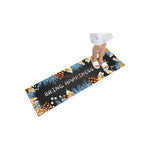 tapis sol cuisine motifs géométriques floraux moderne bleu foncé orange blanc