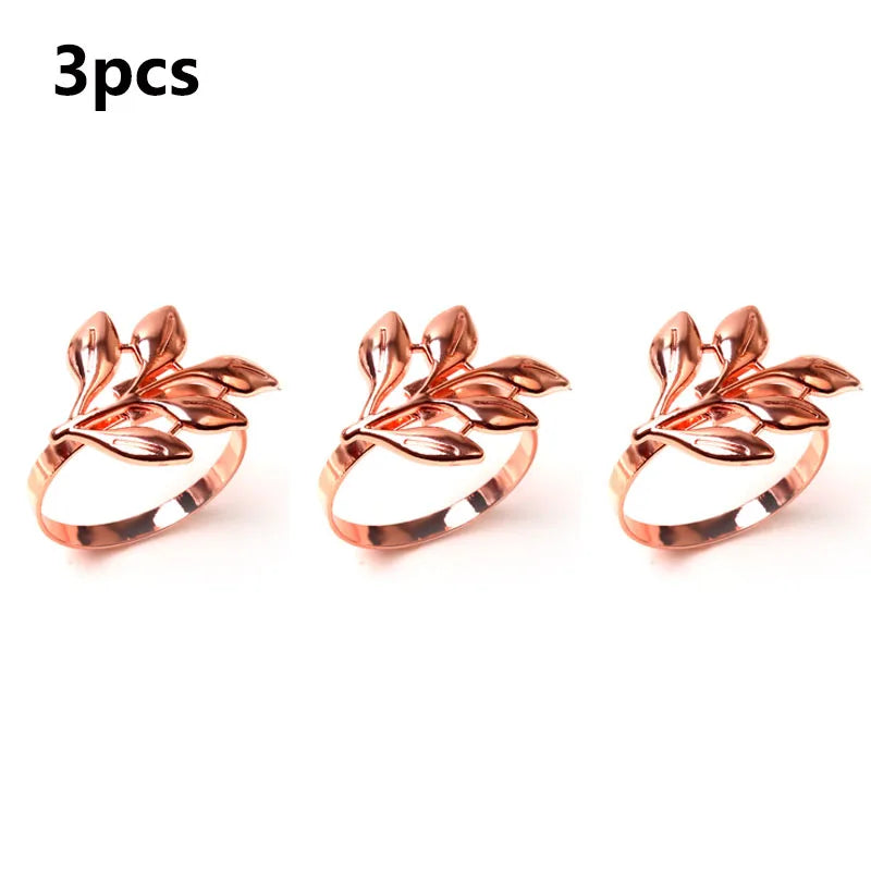 anneaux serviette feuilles or argent rose gold moderne élégants décoration table mariage noël