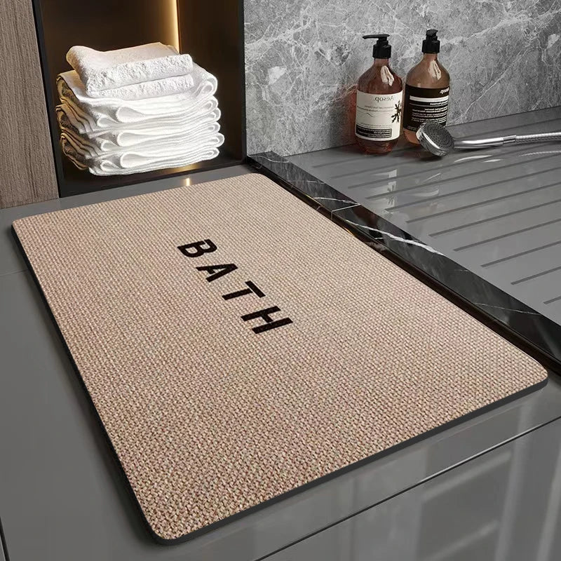 tapis bain caoutchouc gris clair texture tissée moderne adhésif 60x40cm 80x50cm absorbant
