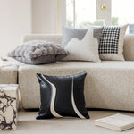 coussin patchwork géométrique polyestère carré contemporain gris noir blanc decoration nordic