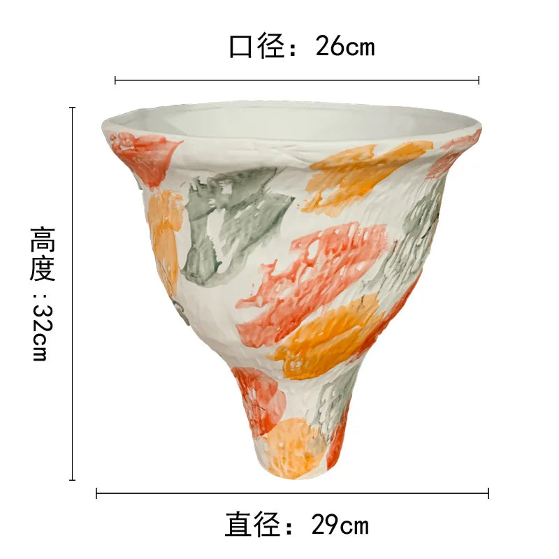 vase contemporain marbré abstrait couleur blanc noir orange vert bleu decoration intérieure table