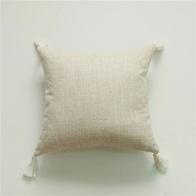 coussin carré moderne motif plante couleur verte jaune rose gris tissu lin opaque décoration