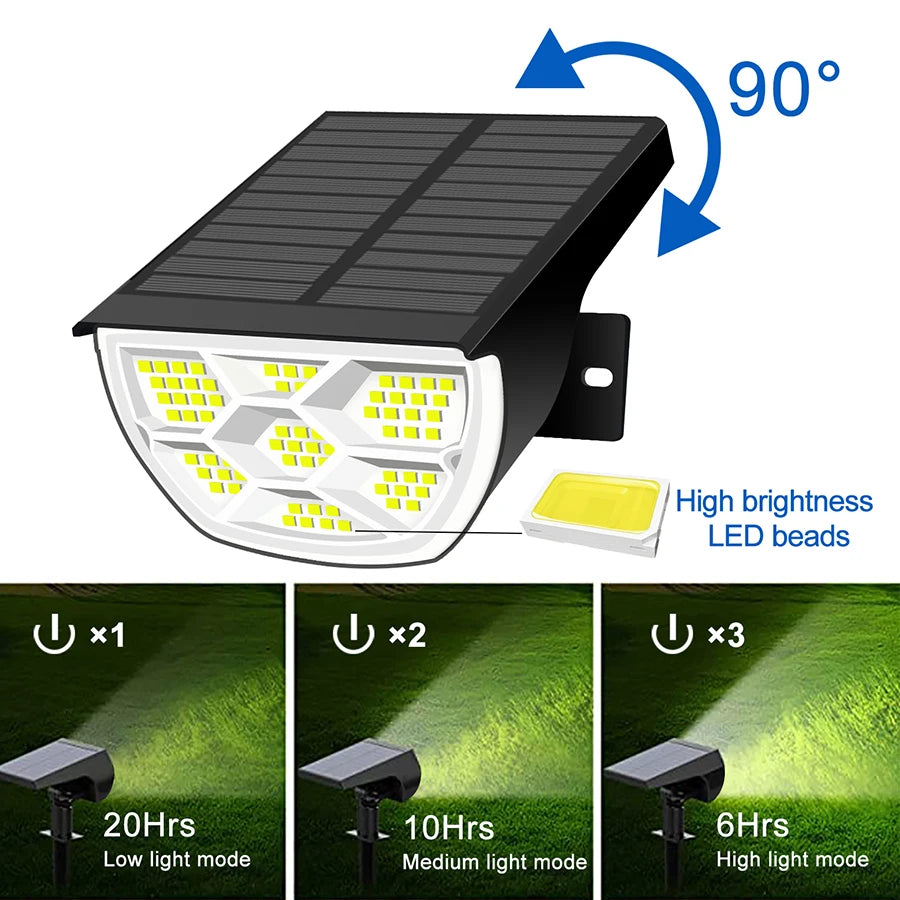 projecteurs solaires extérieurs 72 led lumière blanche ip65 moderne mode d'éclairageurgence piquet
