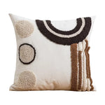 taies d'oreiller boho chic motif soleil doré brodé texture épaisse 45x45cm blanc decoration maison