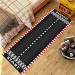 tapis piste aéroport motif course auto couleur noir jaune vert gris rouge blanc moderne
