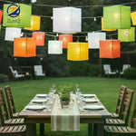 lanternes carrées papier texturé vert orange rouge blanc simples décoratives suspension fêtes mariage