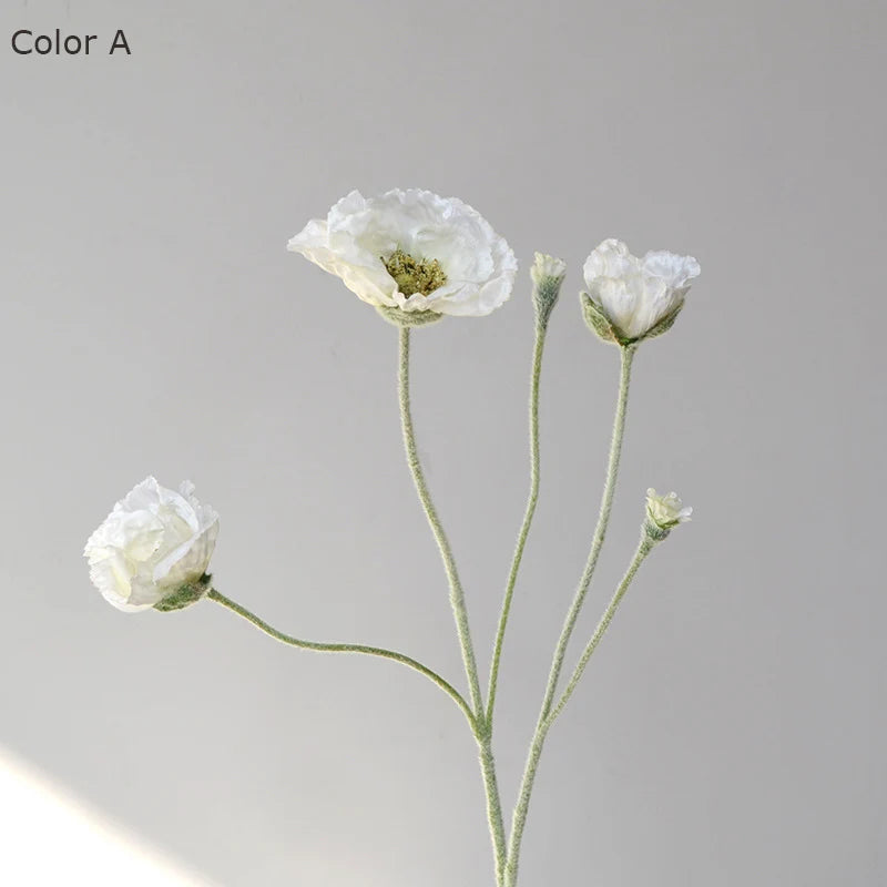 bouquet artificiel moderne coquelicot rose blanc mariage décoration table événement minimaliste