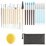 outils modelage argile polymère bois naturel noir jaune sculpture céramique poterie artisanat moulage cuisson