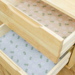tapis sol decoratif eva beige bleu clair fleurs blancs feuilles vertes kitchen drawer mat