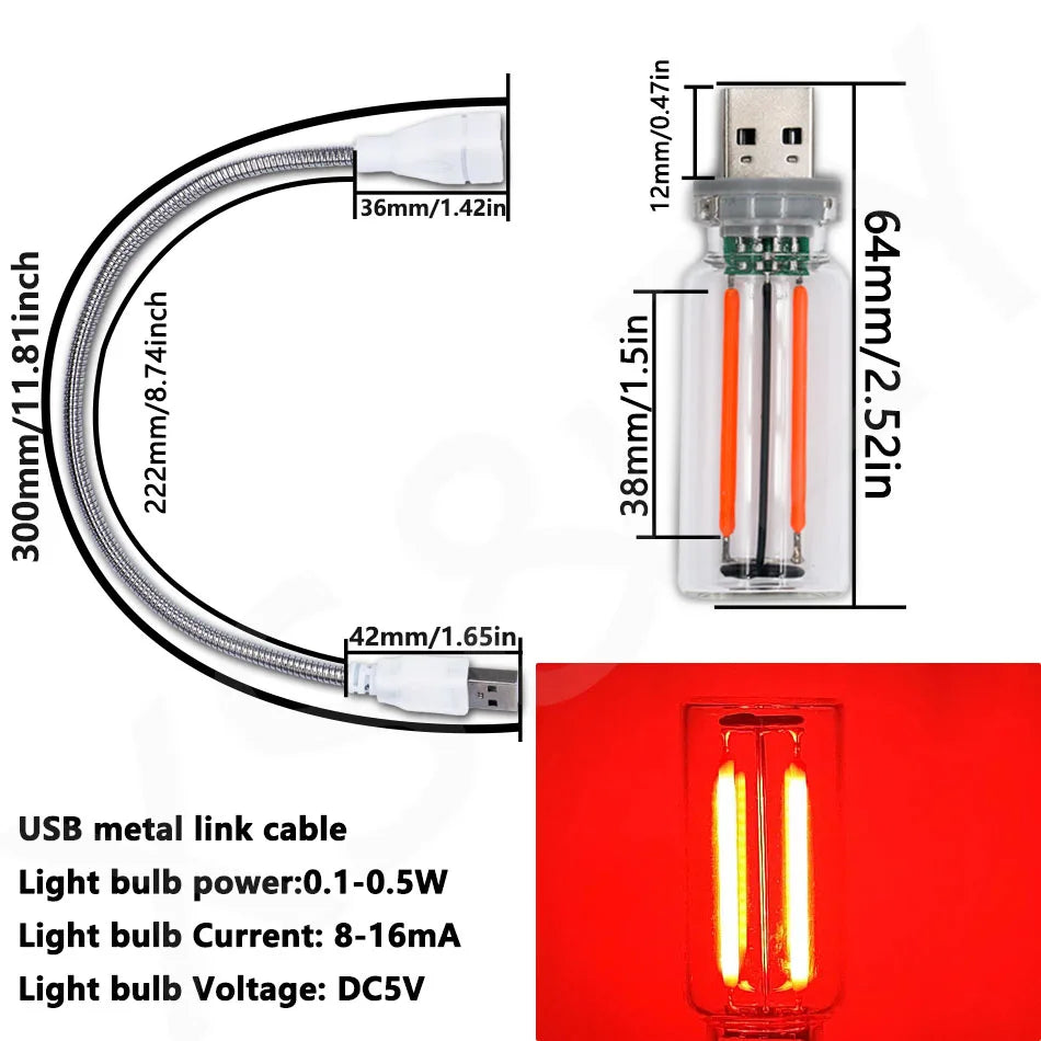 ampoule led usb flexible transparente moderne décoration intérieure multiple couleurs adaptable lumière nocturne rechargeable