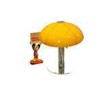 lampe table moderne champignon cristal orange socle métallique interrupteur bouton led opacité chambre coucher