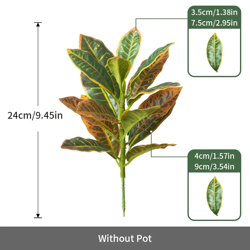 Plantes artificielles soie vert feuilles multicolores modernes décoration intérieure pot 24cm 32cm 41cm