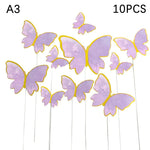 décoration gâteau papillon doré clips festif anniversaire transparent rose blanc