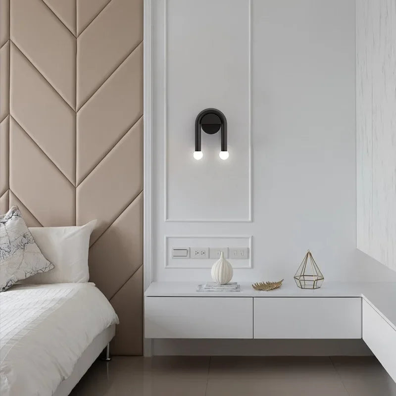 applique murale led moderne minimaliste noir blanc rose chambre coucher salon entrée étude