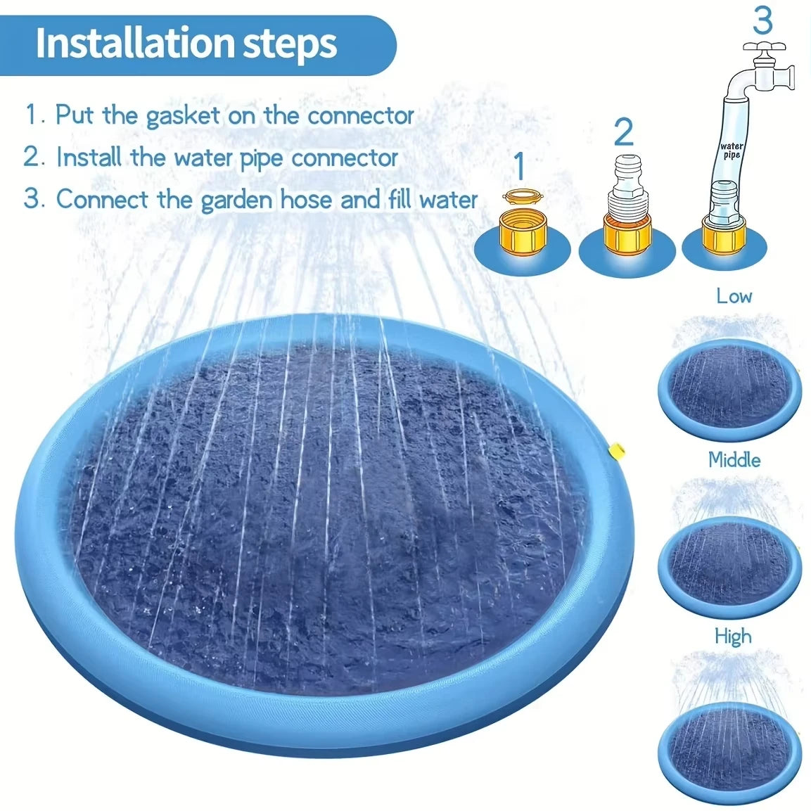 Piscine chiens jeu eau extérieure bleu disque sprinkler moderne mat