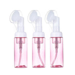 flacon mousse voyage 60 ml distributeur savon liquide brosse visage silicone transparent blanc rechargeable